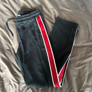 Zara Black Joggers with Red Stripe